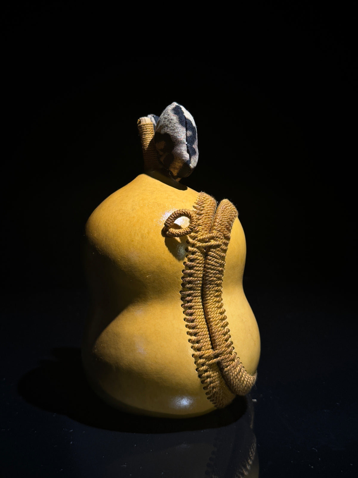 B001 crafted gourd crossbody bag, detail view