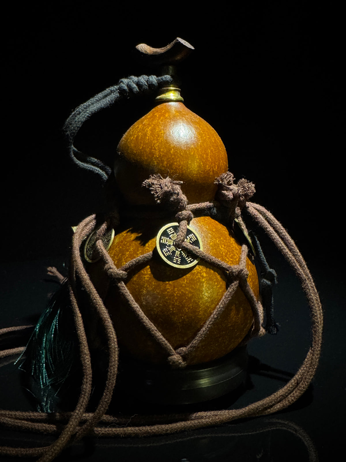 J002 natural wine gourd with cord harness, primary view