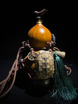 J002 natural wine gourd with pendant and tassel, alternate view