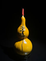 T001 natural-split crafted gourd with metal lacing, primary view