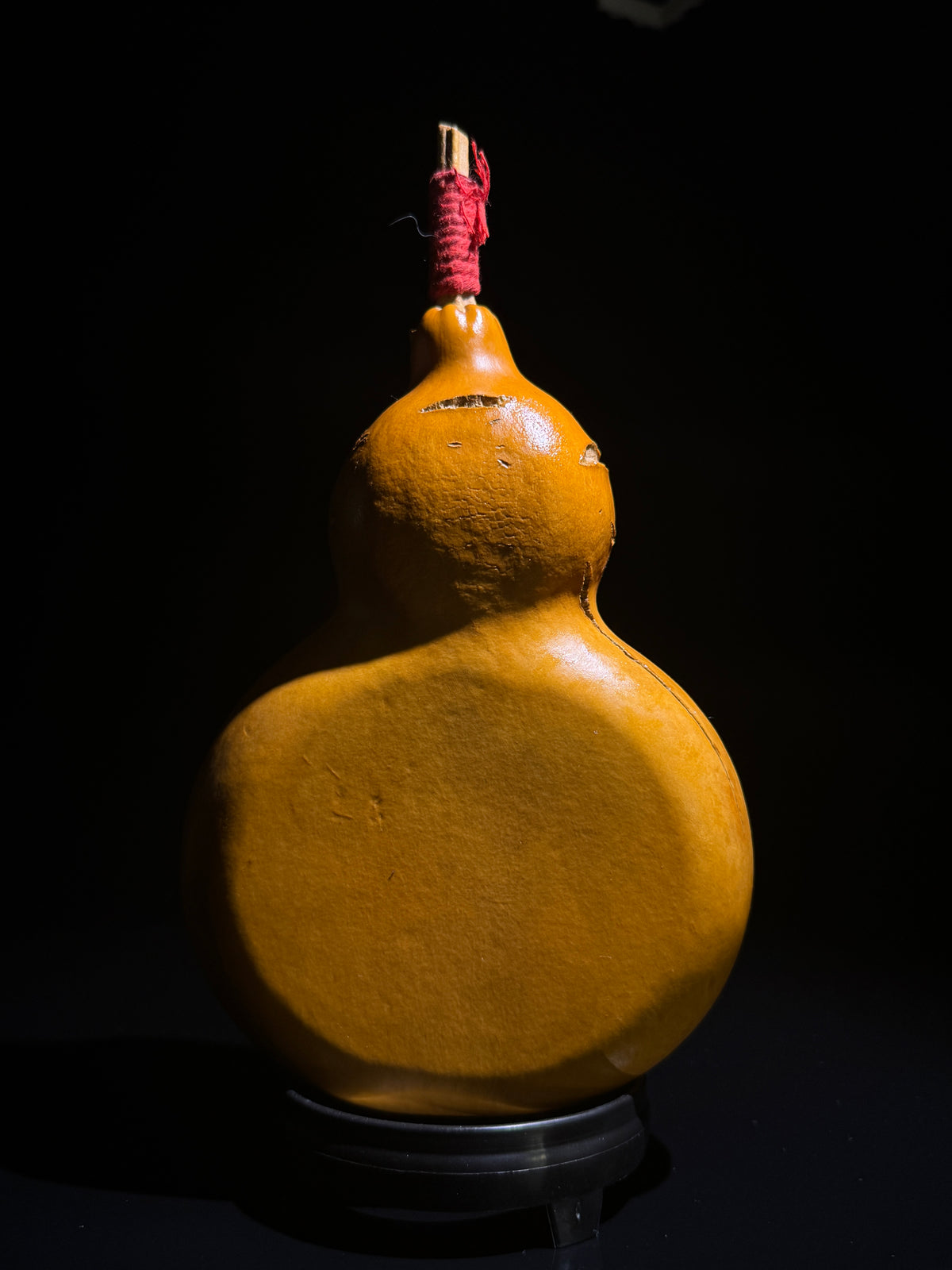 T004 natural-split crafted gourd, alternate view